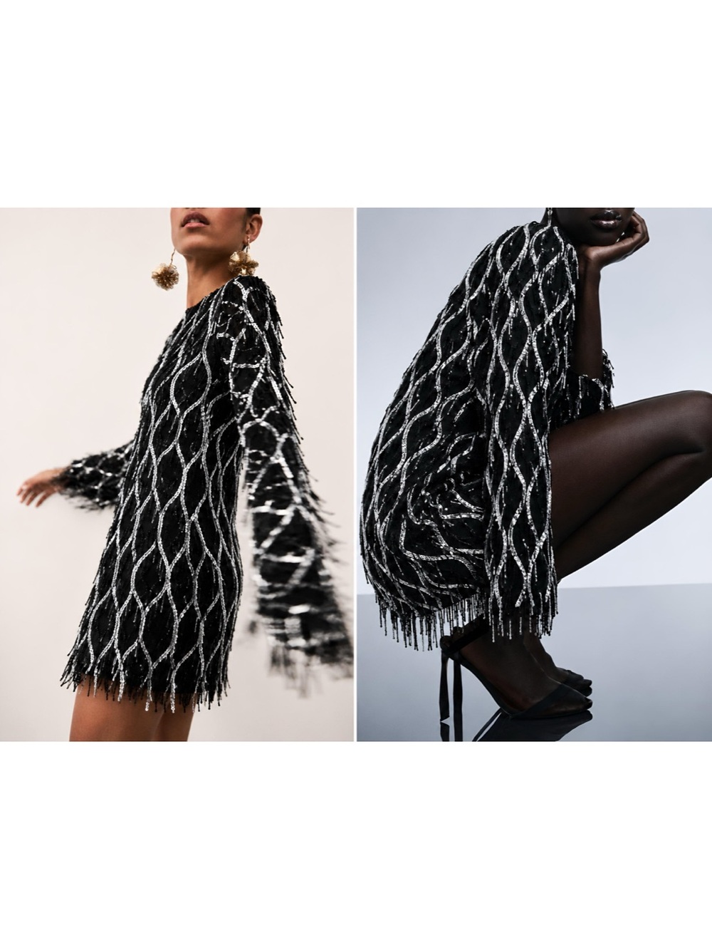 ZARA MINI DRESS WITH FRINGING AND SEQUINS - Picture 2 of 16